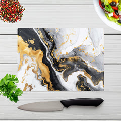 Gold White And Black Marble Effect Chopping Board