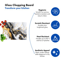 Gold White And Black Marble Effect Chopping Board