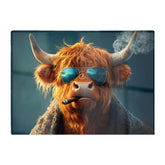 Highland Cow With Glasses Glass Chopping Board