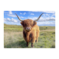 Highland Cow In Summer Glass Chopping Board