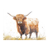 Watercolour Highland Cow Glass Chopping Board