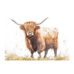 Watercolour Highland Cow Glass Chopping Board