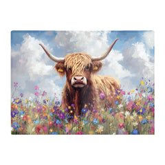 Highland Cow In A Summer Meadow Glass Chopping Board