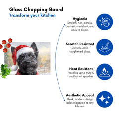 Christmas Scottish Terrier Glass Chopping Board