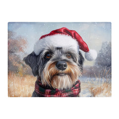 Christmas Schnauzer Glass Chopping Board