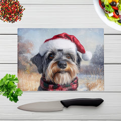 Christmas Schnauzer Glass Chopping Board