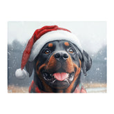 Christmas Rottweiler Glass Chopping Board