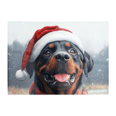 Christmas Rottweiler Glass Chopping Board