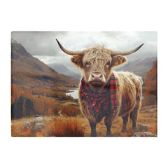 Autumnal Highland Cow Glass Chopping Board