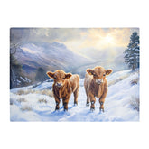 Due Of Baby Highland Cows Glass Chopping Board