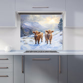 Duo Of Baby Highland Cows Kitchen Splashback