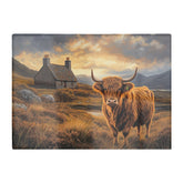 Highland Cow And A Cottage Glass Chopping Board