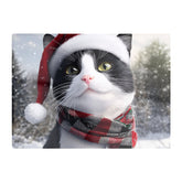 Christmas Black Cat Glass Chopping Board