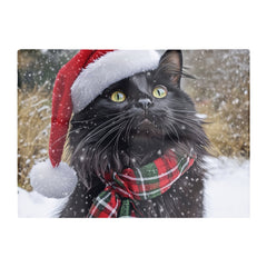 Snowy Christmas Maine Coon Glass Chopping Board