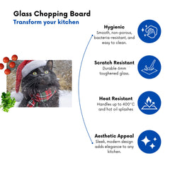 Snowy Christmas Maine Coon Glass Chopping Board