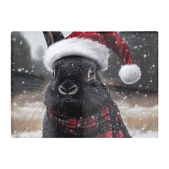 Christmas Black Rabbit Glass Chopping Board