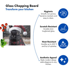 Christmas Black Rabbit Glass Chopping Board