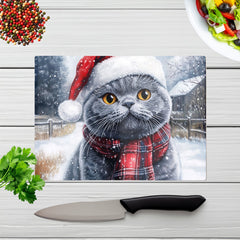 Christmas British Blue Glass Chopping Board