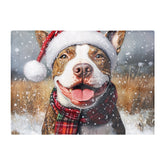 Snowy Christmas English Bull Terrier Glass Chopping Board
