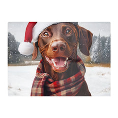 Christmas Brown Doberman Glass Chopping Board