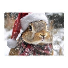 Christmas Brown Rabbit Glass Chopping Board