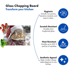 Christmas Brown Rabbit Glass Chopping Board