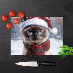 Christmas Burmese Glass Chopping Board