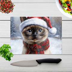 Christmas Burmese Glass Chopping Board