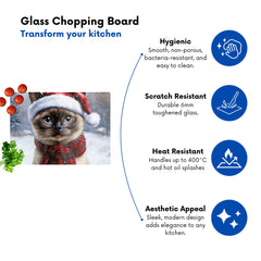 Christmas Burmese Glass Chopping Board