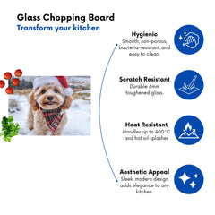 Snowy Christmas Cavapoo Glass Chopping Board