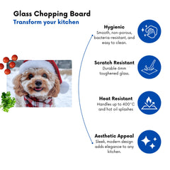 Christmas Cavapoo Glass Chopping Board