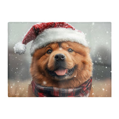 Snowy Christmas Chow Glass Chopping Board