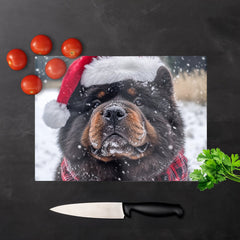 Christmas Chow Glass Chopping Board