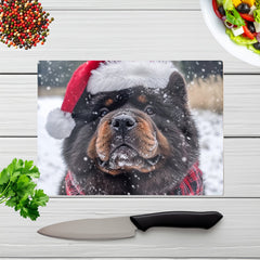 Christmas Chow Glass Chopping Board