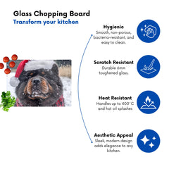 Christmas Chow Glass Chopping Board