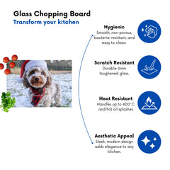Snowy Christmas Cockapoo Glass Chopping Board
