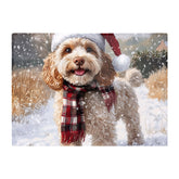 Christmas Cockapoo Dog Glass Chopping Board