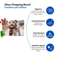 Christmas Cockapoo Dog Glass Chopping Board