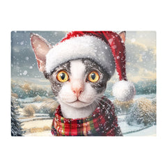Christmas Cornish Rex Glass Chopping Board
