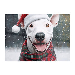 Christmas English Bull Terrier Dog Glass Chopping Board