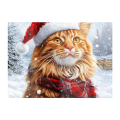 Christmas Ginger Maine Coon Glass Chopping Board