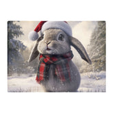 Christmas Grey Rabbit Glass Chopping Board