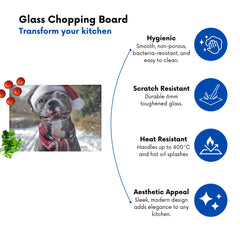 Snowy Christmas Staffordshire Bull Terrier Dog Glass Chopping Board