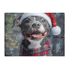 Christmas Staffordshire Bull Terrier Dog Glass Chopping Board
