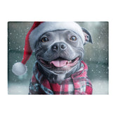 Christmas Staffiordsire Bull Terrier Glass Chopping Board