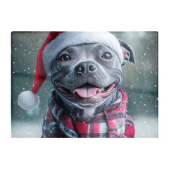 Christmas Staffiordsire Bull Terrier Glass Chopping Board
