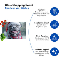 Christmas Staffiordsire Bull Terrier Glass Chopping Board