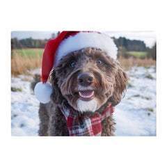 Christmas Labradoodle Glass Chopping Board
