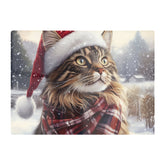 Christmas Maine Coon Glass Chopping Board