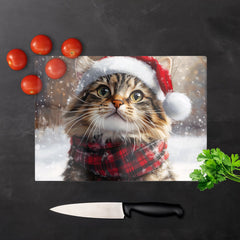 Christmas Ragamuffin Glass Chopping Board
